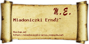 Mladoniczki Ernő névjegykártya